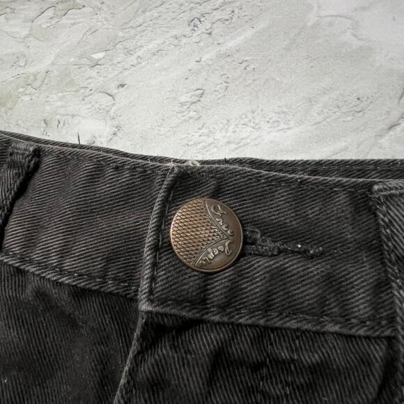 Free People Black Denim Cutoff Shorts Crochet Lace Trim Scalloped Hem SIZE 26 - Picture 7 of 10